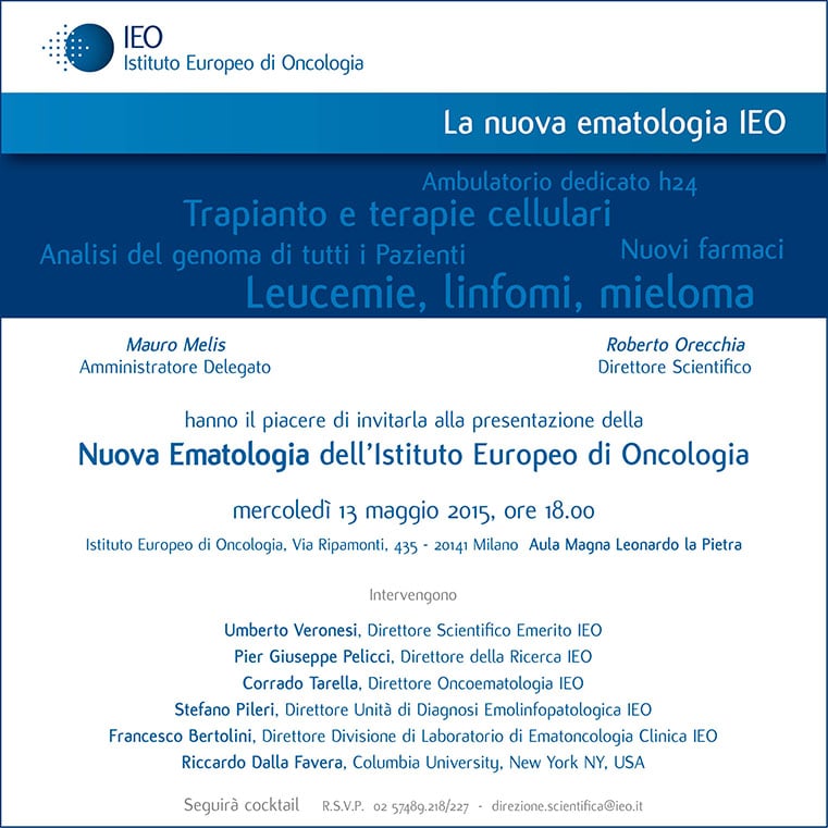 La nuova ematologia invito evento nuova ematologia