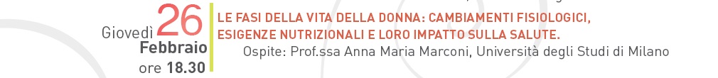 SmartFood fasi della vita della donna 26 febbraio ore 18.30
