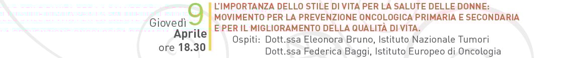 SmartFood movimento per la prevenzione oncologica 9 aprile ore 18.30