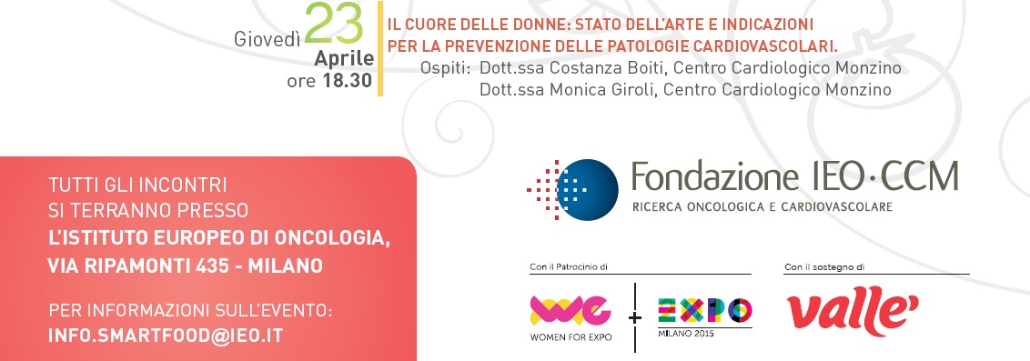 SmartFood prevenzione cardiovascolare 23 aprile ore 18.30 in IEO